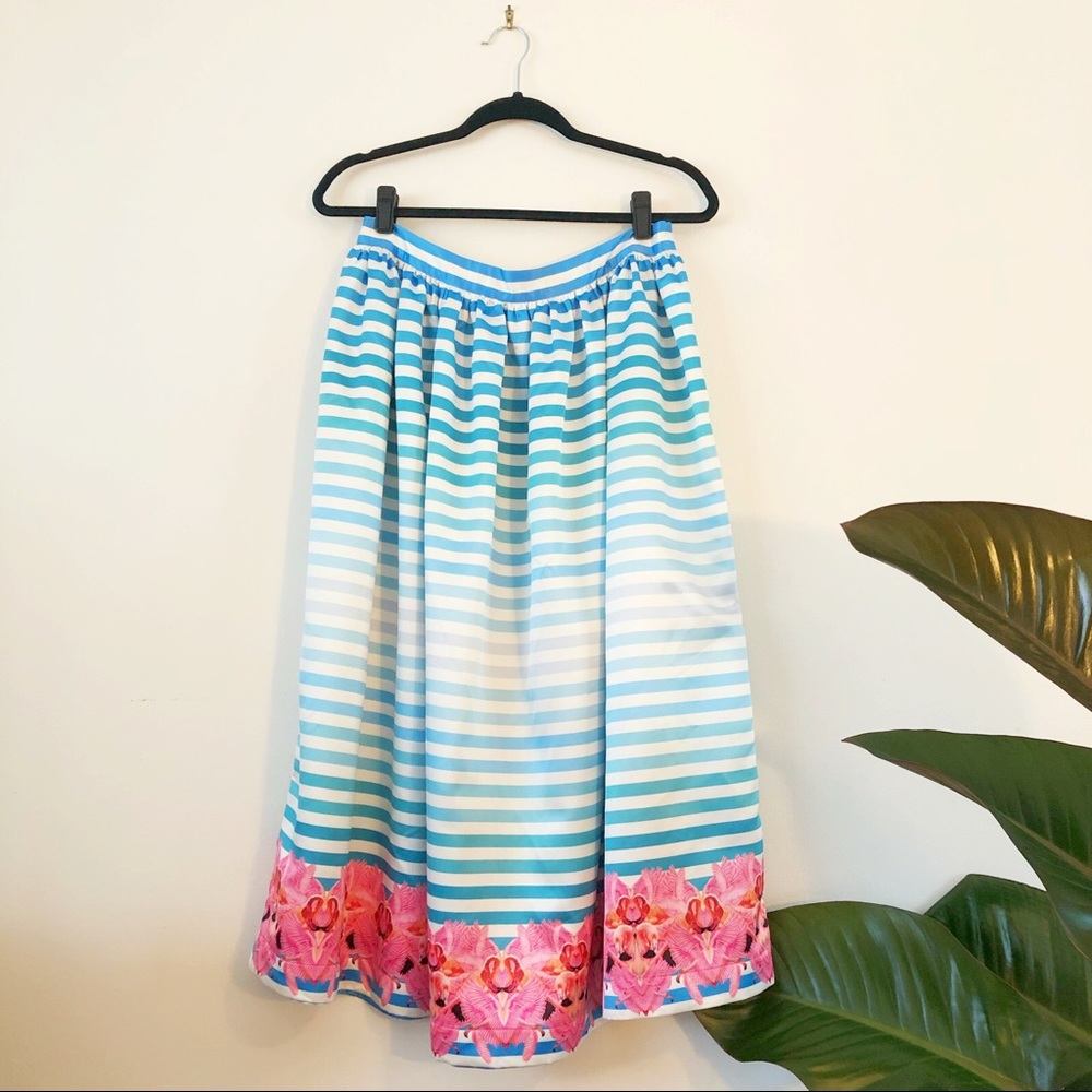 Anthropologie + Manish Arora Striped Midi Skirt
